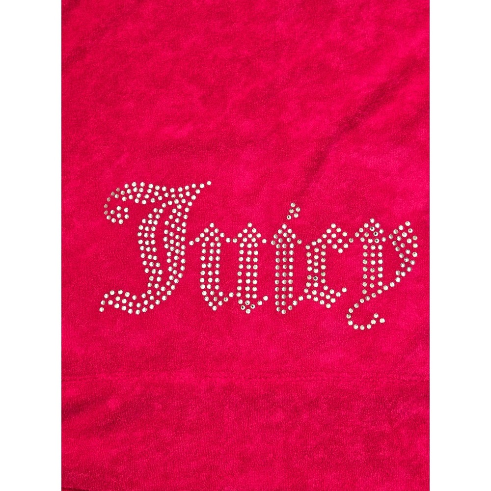 Juicy Couture Vixen Pink Terry Hoodie and Shorts Set Rhinestone Logo size Large - Picture 8 of 12